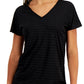 Camiseta feminina listrada Ideology Shadow, preta, tamanho X-S