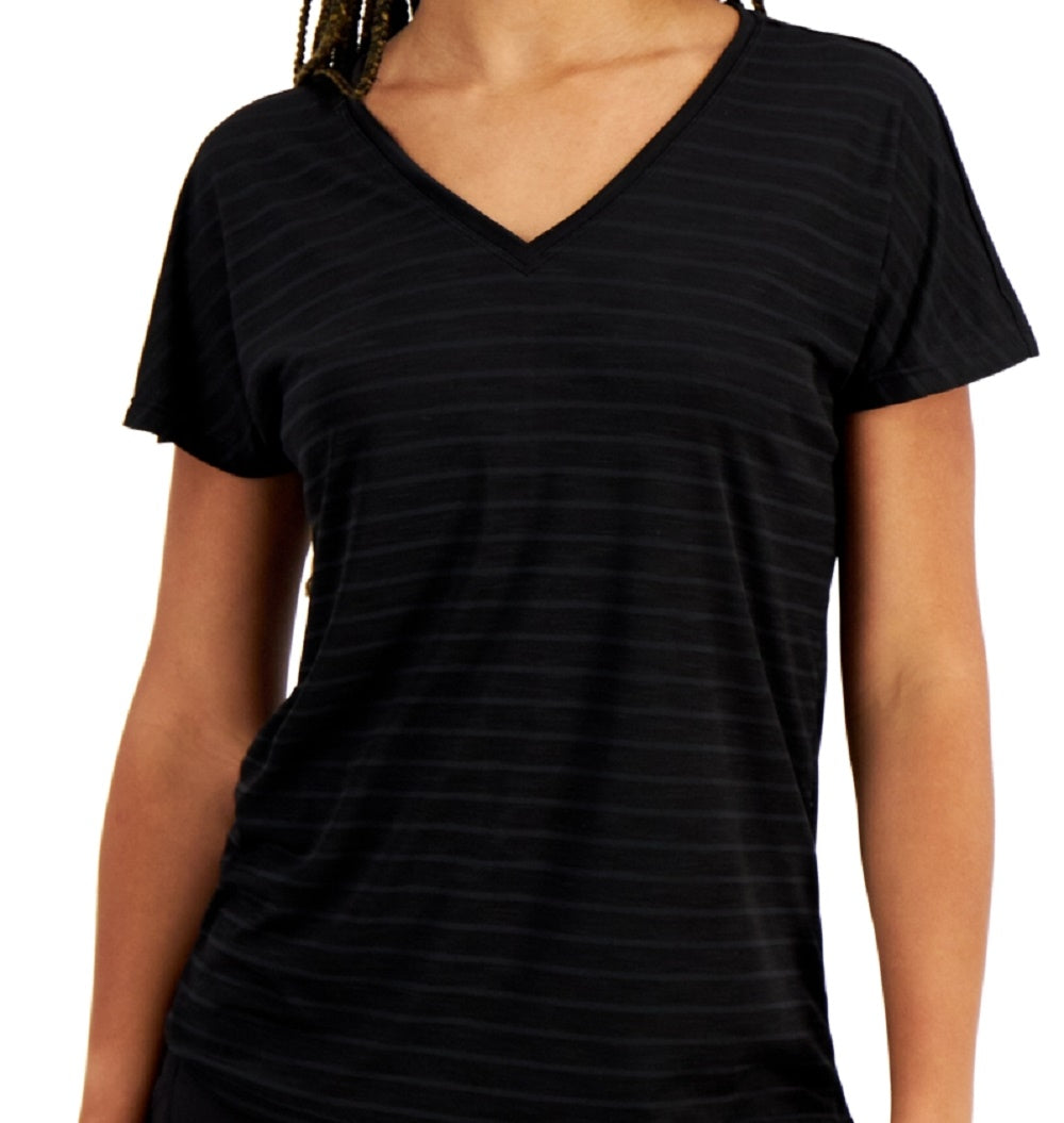 Camiseta feminina listrada Ideology Shadow, preta, tamanho X-S