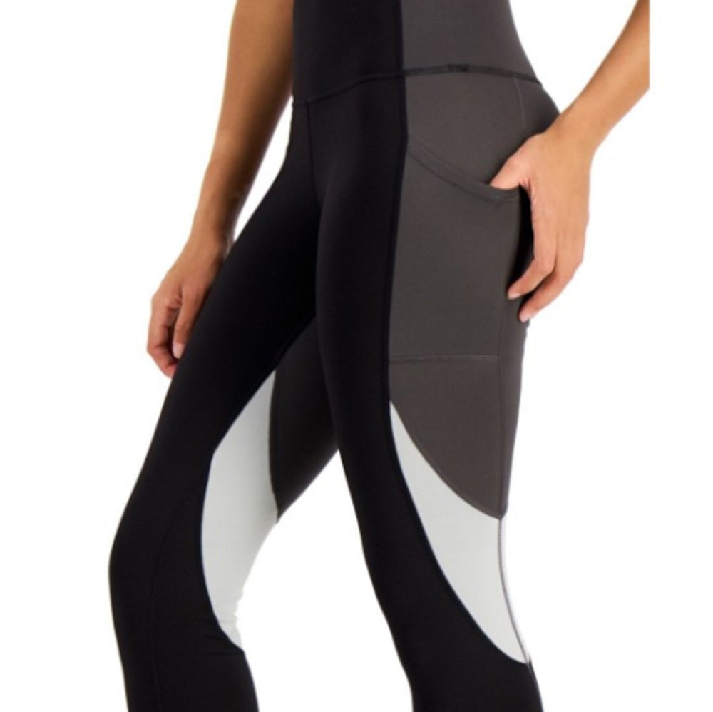 Leggings femininas Colorblock ID Ideology, pretas, tamanho XX-G