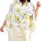 Blusa feminina Alfani estampada drapeada amarela tamanho 1X