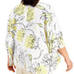Blusa feminina Alfani estampada drapeada amarela tamanho 1X