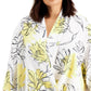 Blusa feminina Alfani estampada drapeada amarela tamanho 1X
