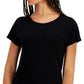 Camiseta feminina com decote redondo ID Ideology, preta, tamanho médio