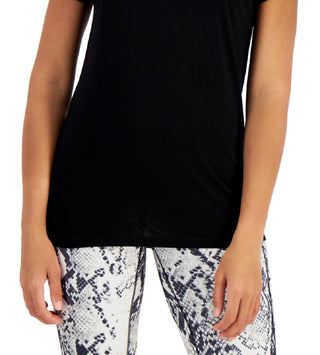 ID Ideology Women's Scoop Neck T-Shirt Black Size Medium