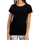 Camiseta feminina com decote redondo ID Ideology, preta, tamanho médio