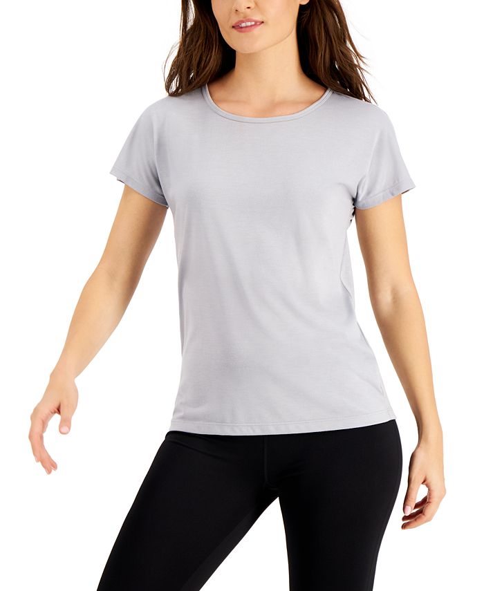 Camiseta feminina ID Ideology com decote redondo, cinza, tamanho grande