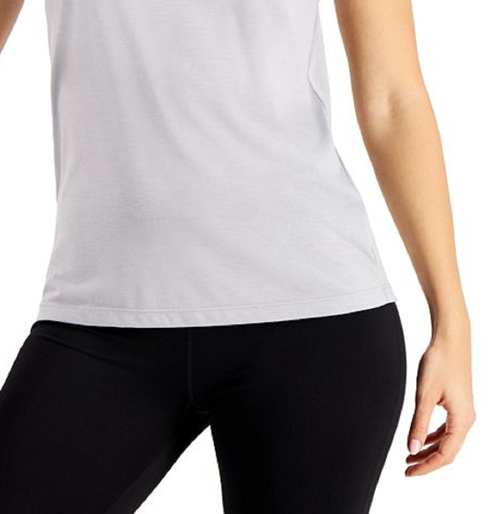 Camiseta feminina ID Ideology com decote redondo, cinza, tamanho grande