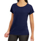 Camiseta feminina ID Ideology com decote redondo, azul, tamanho pequeno