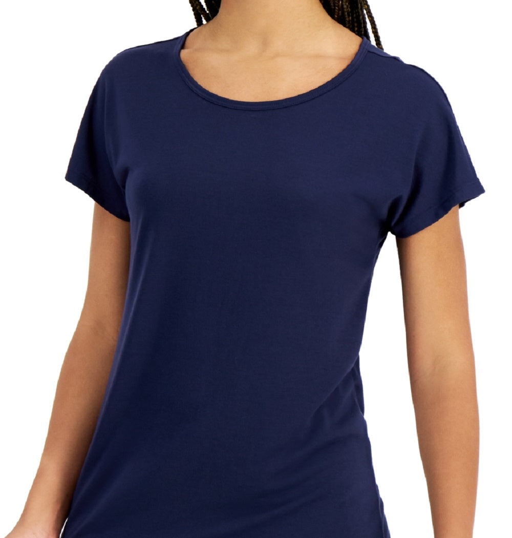 Camiseta feminina ID Ideology com decote redondo, azul, tamanho pequeno