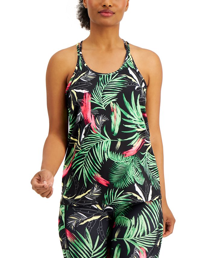 ID Ideology Regata feminina com alças finas e decote redondo, roupa esportiva, preta, tamanho X-S