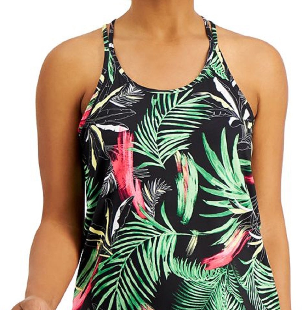 ID Ideology Regata feminina com alças finas e decote redondo, roupa esportiva, preta, tamanho X-S