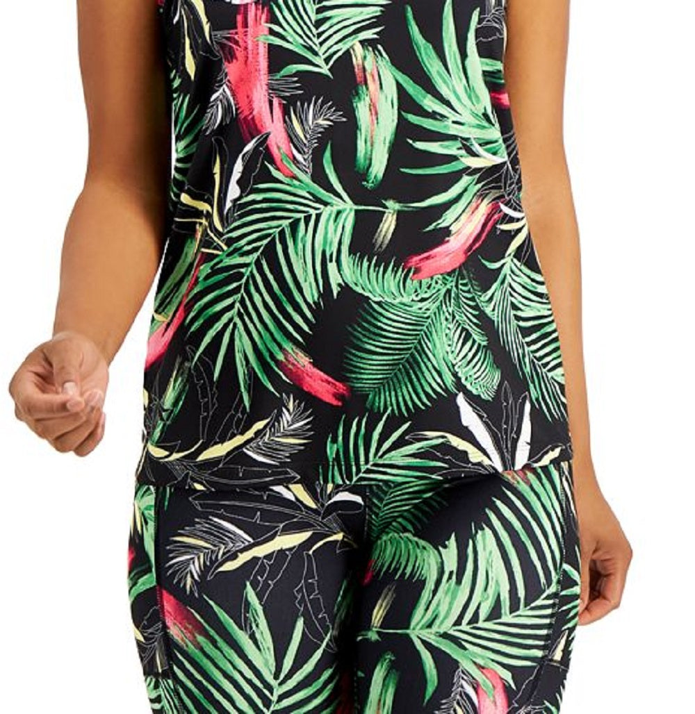 ID Ideology Regata feminina com alças finas e decote redondo, roupa esportiva, preta, tamanho X-S