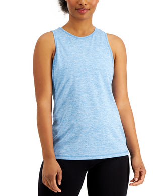 Ideology Women's Heathered Keyhole Back Tank Top Blue Size Medium