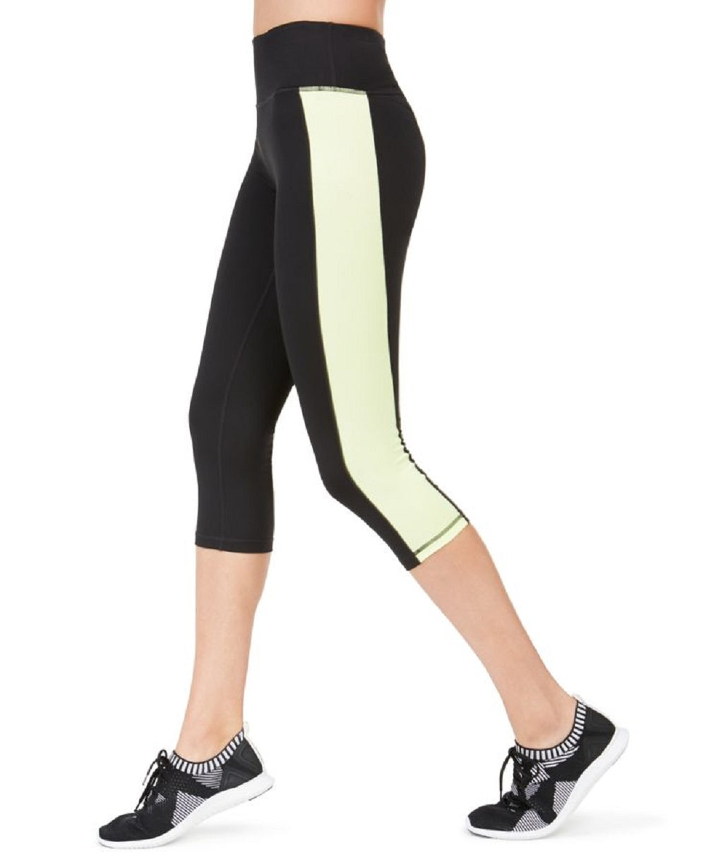 Leggings curtas femininas ID Ideology Colorblocked, pretas, tamanho XS