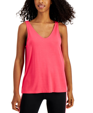 Ideology Women's V Neck Tank Top Pink Size XX-Large