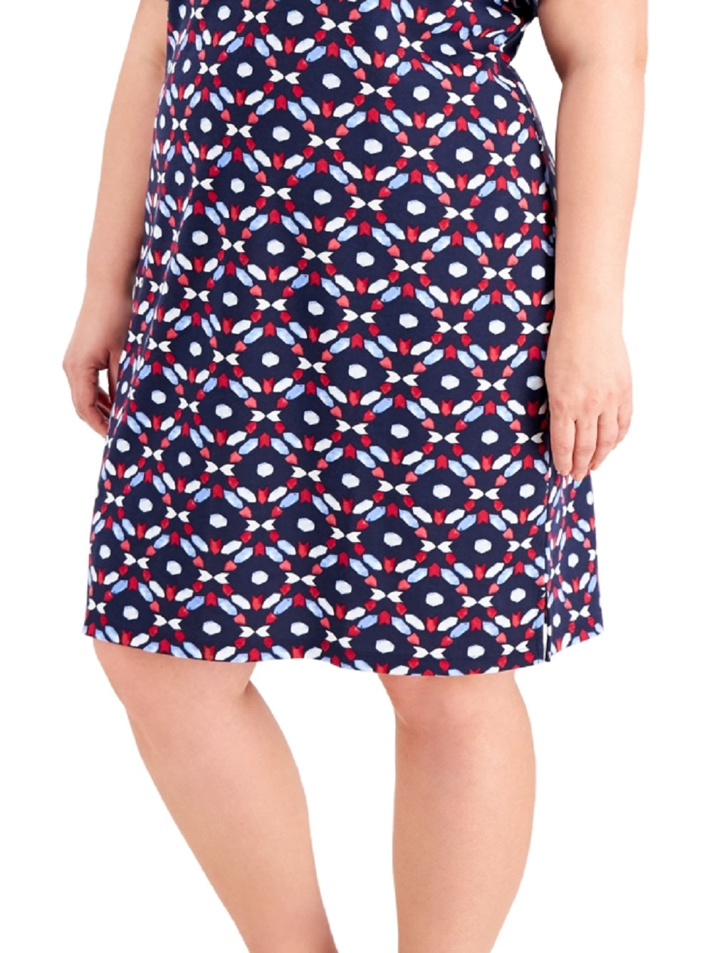 Vestido camiseta feminino Karen Scott com mangas divididas, azul, tamanho 1X