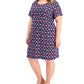 Vestido camiseta feminino Karen Scott com mangas divididas, azul, tamanho 1X