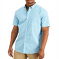 Camisa de algodão elástico com textura xadrez masculina Club Room, azul, tamanho médio