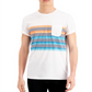 Camiseta listrada masculina Sun + Stone com bolso no peito, tamanho grande, branca