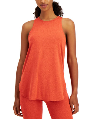 Ideology Women's Stretch Moisture Wicking Flat Seems Heather Sleeveless Crew Neck Top Orange Size Medium
