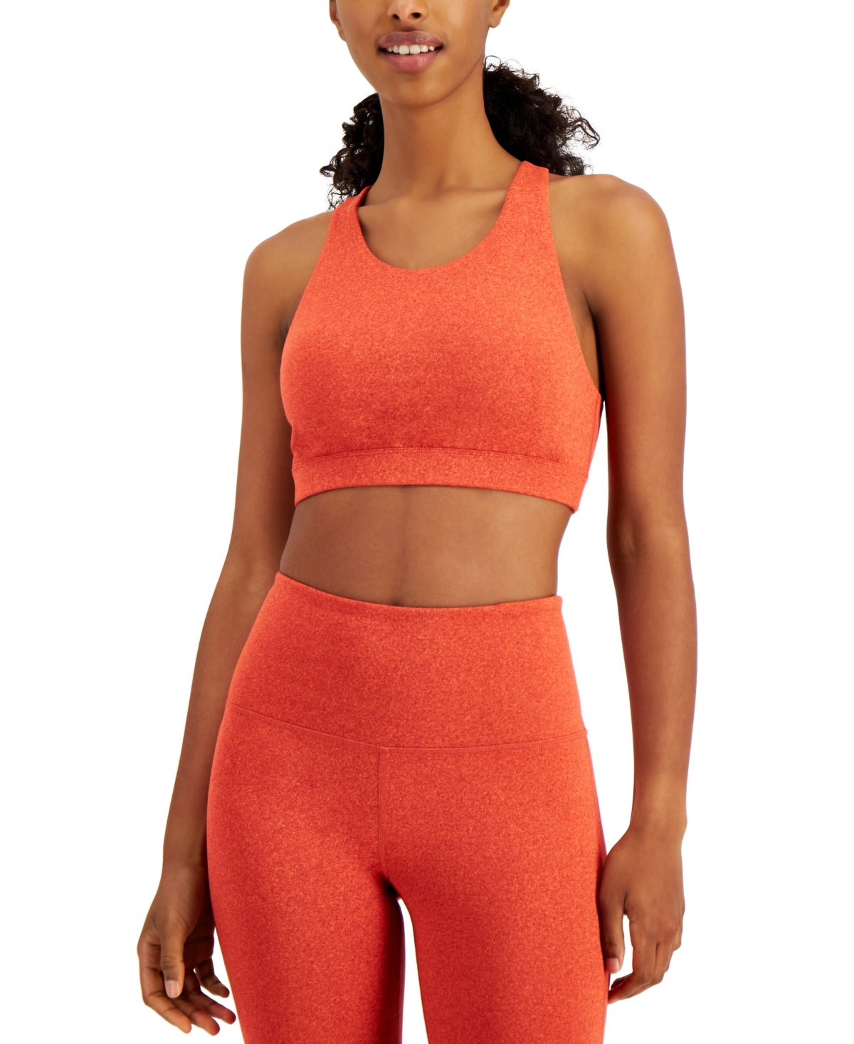 Conjunto de moletom feminino ID Ideology, sutiã esportivo de baixo impacto, laranja, tamanho médio