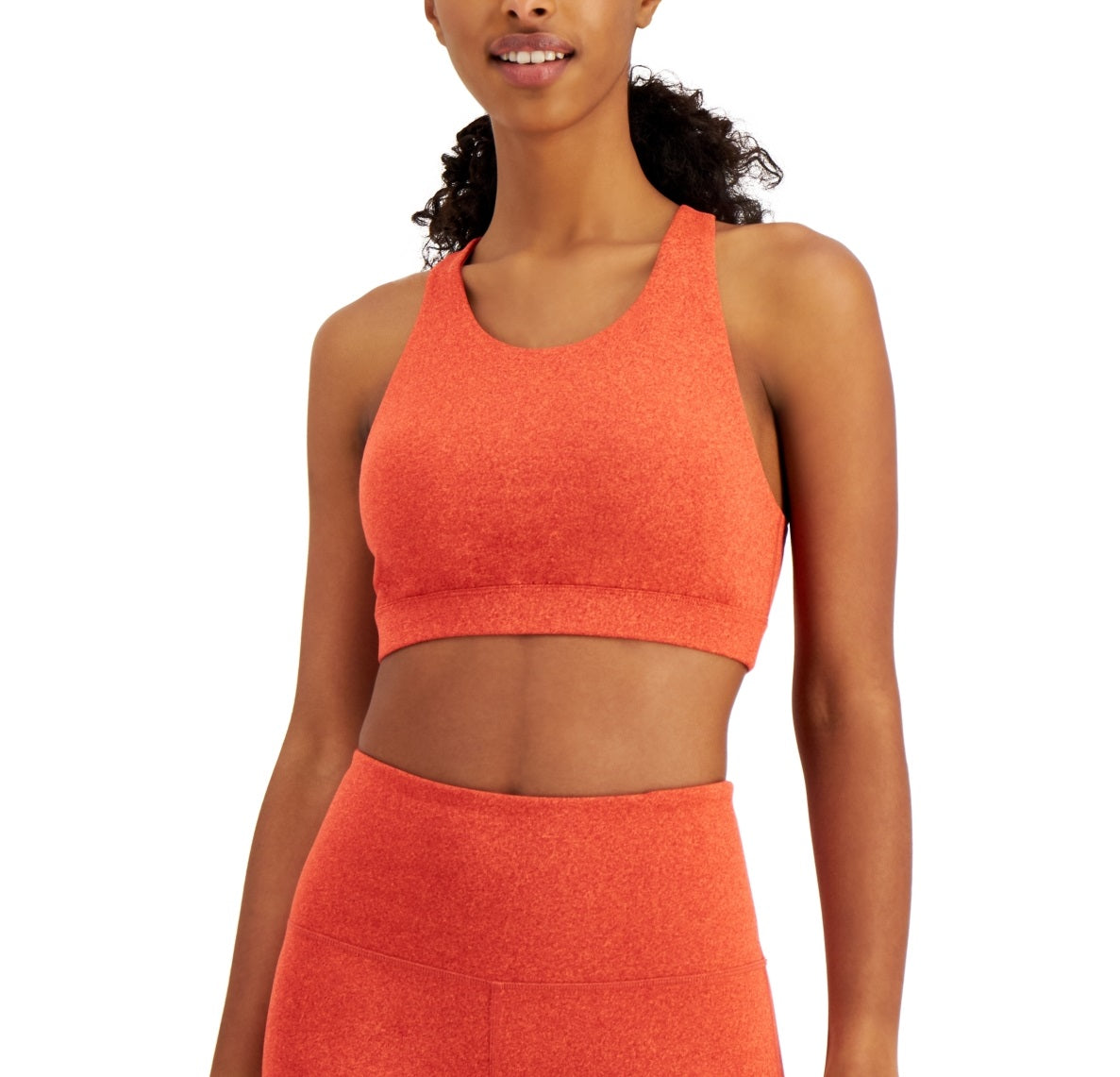 Conjunto de moletom feminino ID Ideology, sutiã esportivo de baixo impacto, laranja, tamanho médio