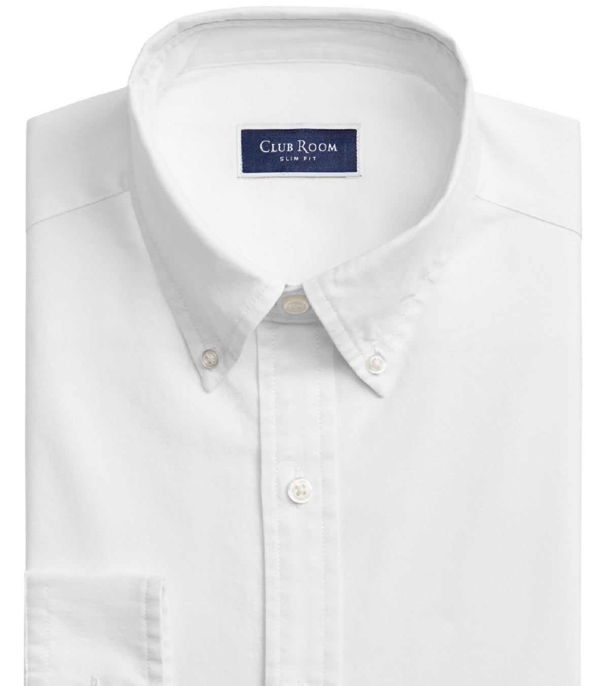 Camisa social masculina Club Room Slim Fit de algodão Oxford, branca, tamanho XX-G