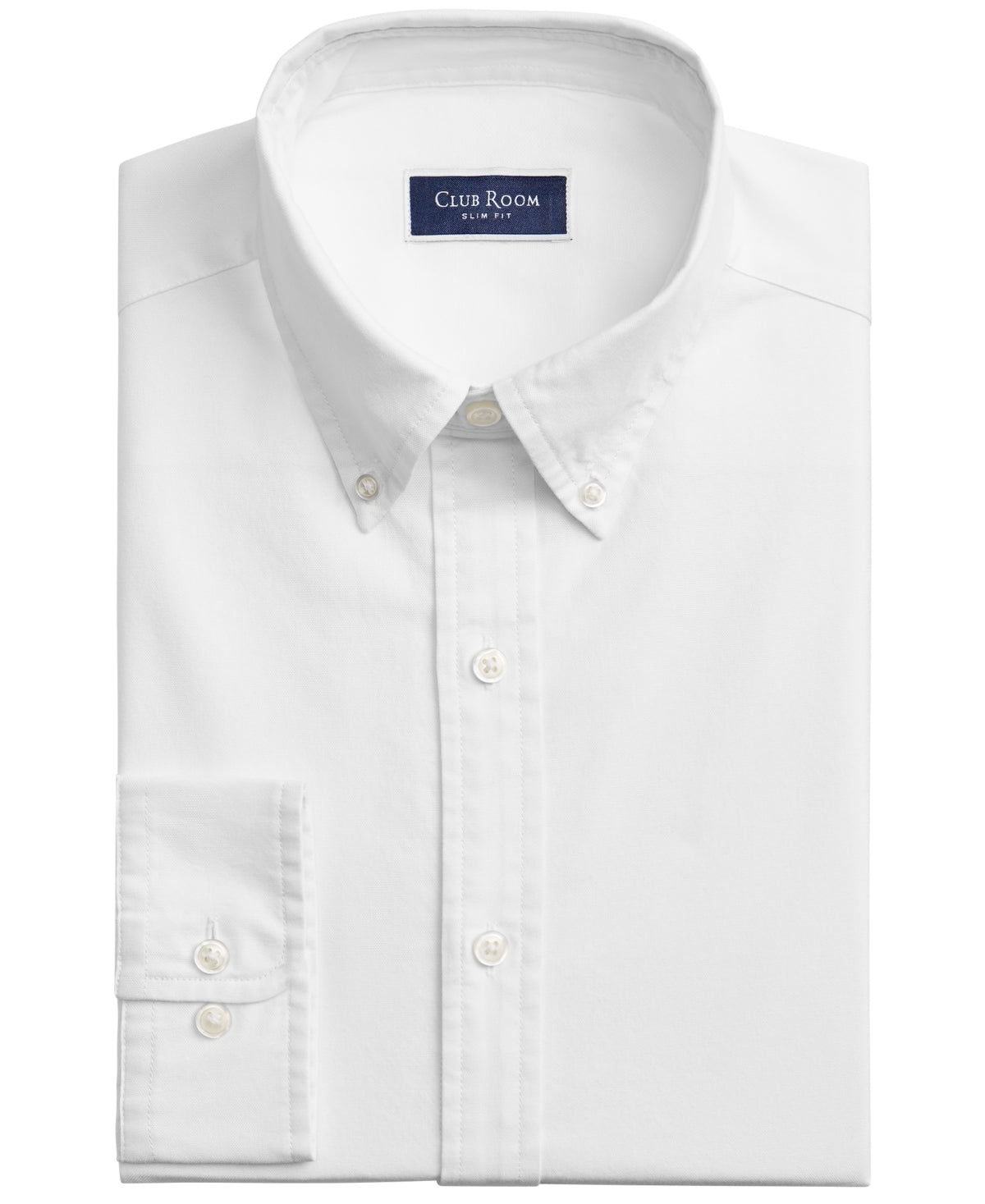 Camisa social masculina Club Room Slim Fit de algodão Oxford, branca, tamanho XX-G