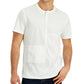 Sun Stone Masculino Mix Media Texturizado Patchwork Henley Branco Tamanho Grande