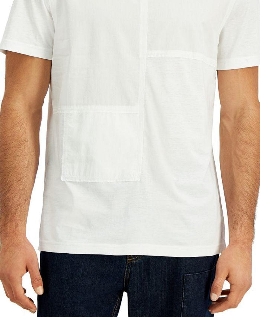 Sun Stone Masculino Mix Media Texturizado Patchwork Henley Branco Tamanho Grande