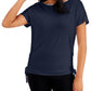 JM Collection Top feminino com amarração lateral azul tamanho extragrande