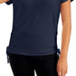 JM Collection Top feminino com amarração lateral azul tamanho extragrande