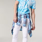 Camiseta masculina Shibori Starburst Sun + Stone, azul, tamanho XX-G