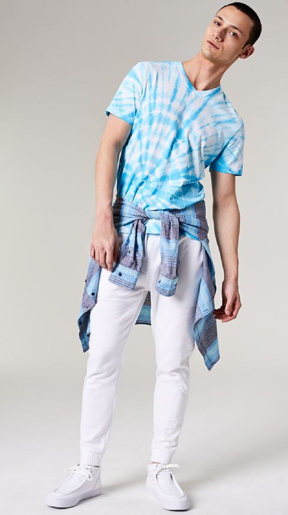 Camiseta masculina Shibori Starburst Sun + Stone, azul, tamanho XX-G