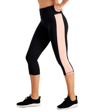 Ideology Womens Colorblocked Cropped Leggings Black Size S