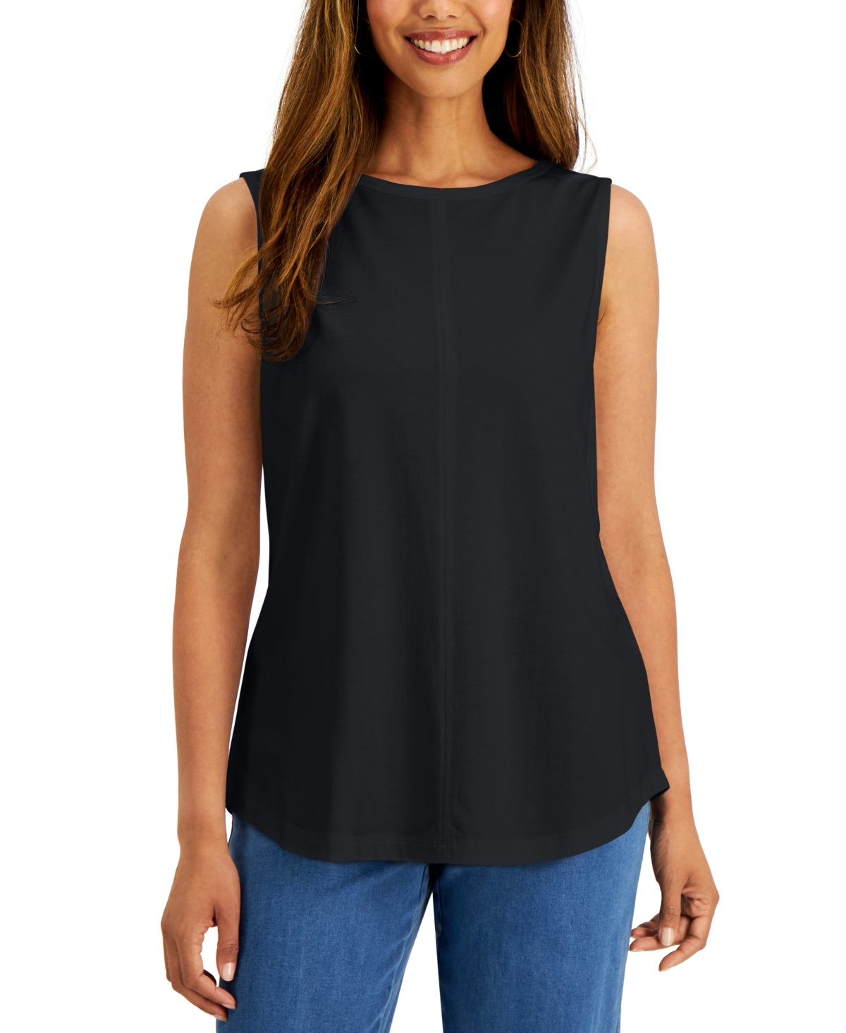 Karen Scott Blusa feminina sem mangas, preta, tamanho extragrande