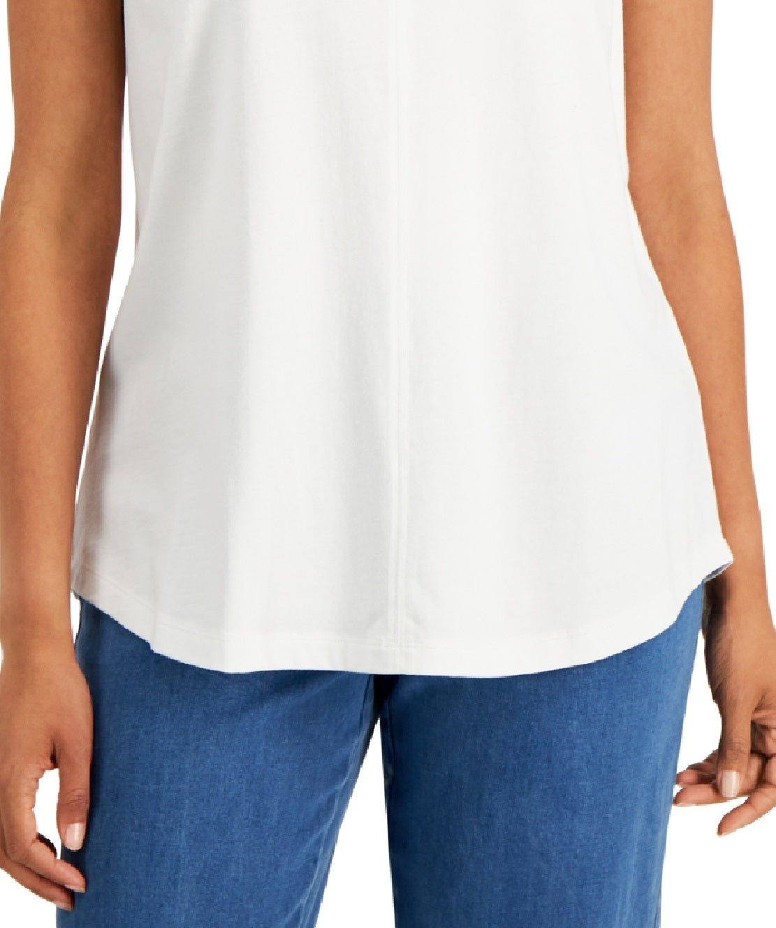 Karen Scott Blusa feminina sem mangas, branca, tamanho médio