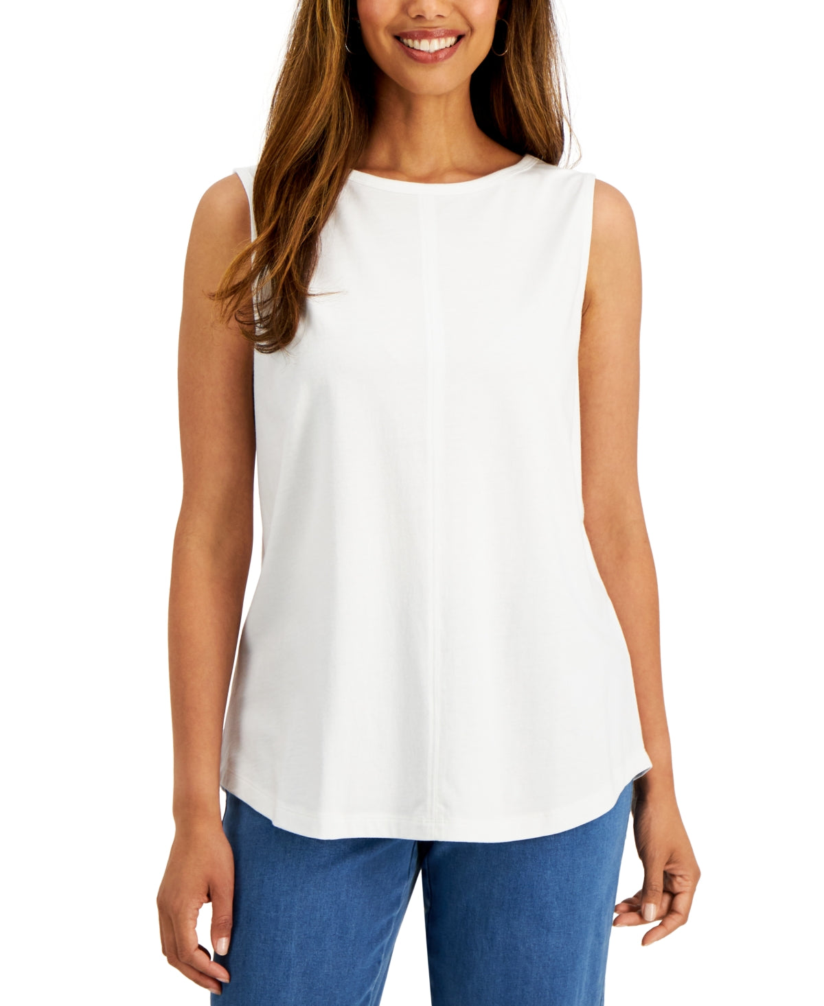 Karen Scott Blusa feminina sem mangas, branca, tamanho extragrande