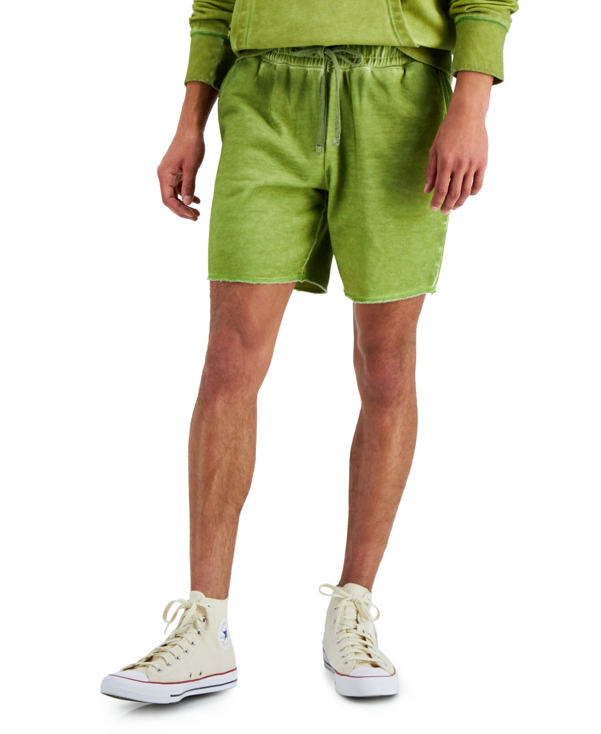 Sun Stone Masculino Regular Fit Garment Dyed 8 Fleece Shorts Verde Tamanho P
