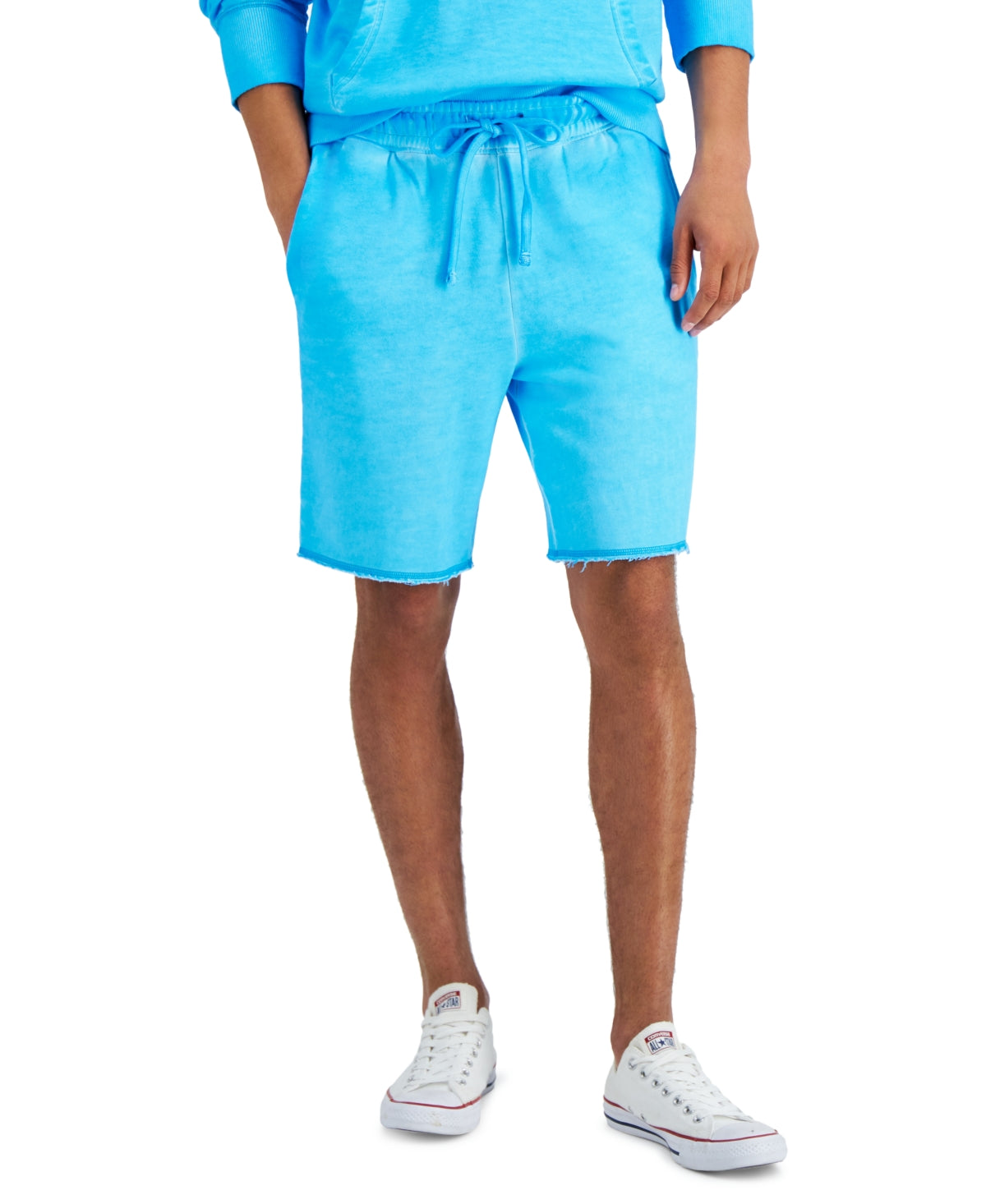 Sun + Stone Shorts Masculino Regular Fit em Fleece Tingido Azul Tamanho M
