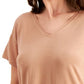Camiseta feminina ID Ideology com decote em V, marrom, tamanho pequeno