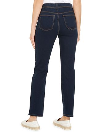 Jeans feminino estilo &amp; co, cintura alta, natural, perna reta, azul, tamanho 10, pequeno
