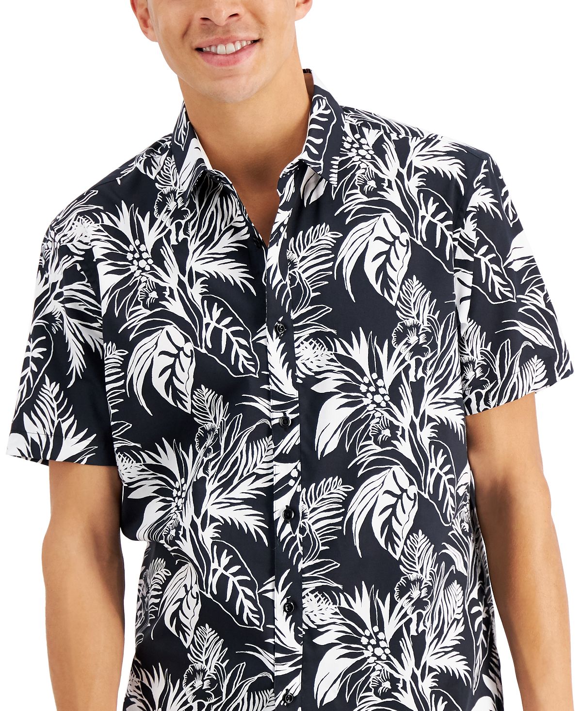 Camisa Modern Palm Masculina INC International Concepts Preta Tamanho Médio
