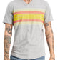 Camiseta masculina listrada com decote em V e listras do sudoeste Sun + Stone, cinza, tamanho médio