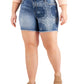 Shorts jeans feminino de cintura alta com corte reto Style &amp; Co, azul 24W