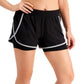 ID Ideology Shorts femininos com bolsos elásticos e absorção de umidade, aparência em camadas, roupa esportiva, preto, tamanho XS