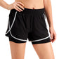 ID Ideology Shorts femininos com bolso elástico e absorção de umidade, aparência em camadas, roupa esportiva, preto, tamanho grande