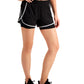 ID Ideology Shorts femininos com bolso elástico e absorção de umidade, aparência em camadas, roupa esportiva, preto, tamanho grande