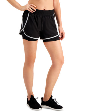 Ideology Women's Performance Layered Look Shorts Black Size XX-Large