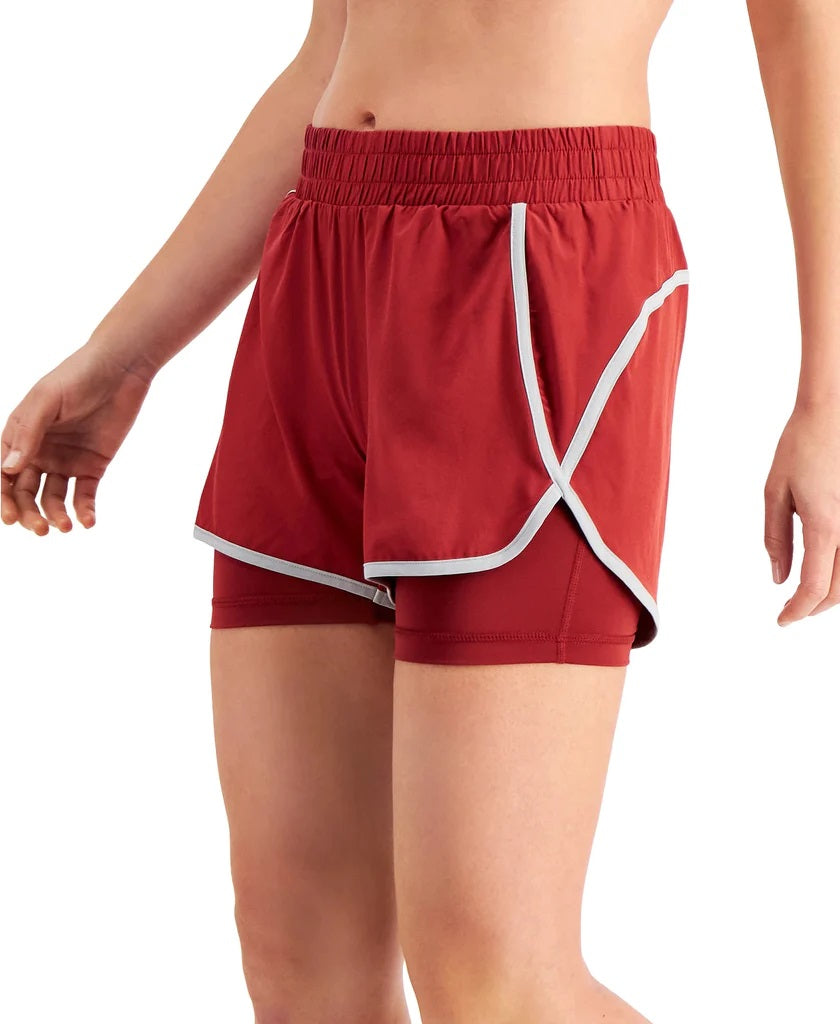ID Ideology Shorts Feminino Performance Layered Look Vermelho Tamanho Médio